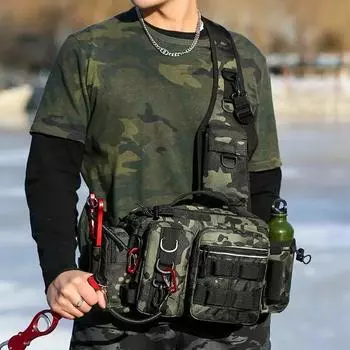 Рюкзак для рыболовных снастей, сумка для хранения приманок и снастей, поясная сумка для мужчин, рюкзак для нахлыста с держателем для удочки, сумка через плечо хаки