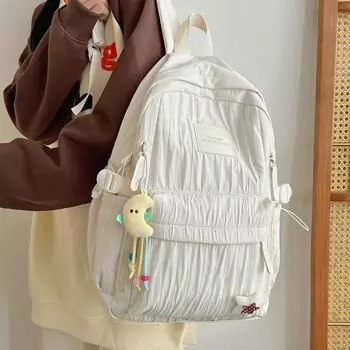 Рюкзак для школьников средней школы, большой емкости, легкий женский однотонный рюкзак бежевый