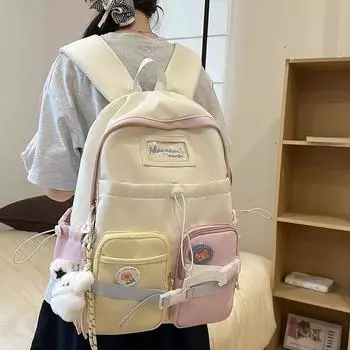 Рюкзак для школьников средних и старших классов, женский, цветной, большой емкости чёрный