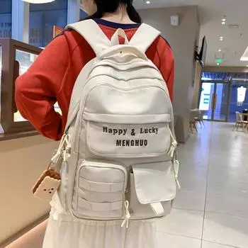 Рюкзак для школьников в стиле кампуса, школьный рюкзак большой емкости, женский рюкзак белый
