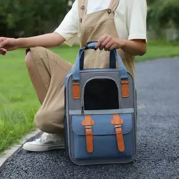 Рюкзак для собак Oxford, дорожная сумка для кошек, сумка для домашних животных на два плеча, переноска для кошек, удобная дышащая сумка для щенков и кошек 30x41x21cm зелёный