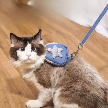 Рюкзак для собак с поводком и ошейником в виде пятиконечной звезды, милый рюкзак для отдыха на природе, рюкзак для кошек и собак, товары для животных M