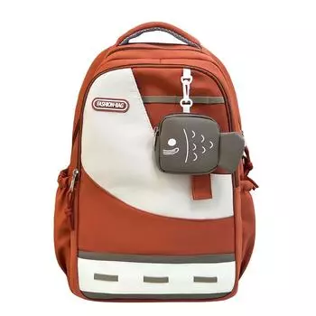 Рюкзак для средней школы, женский, контрастный, студенческий, большой вместимости оранжевый