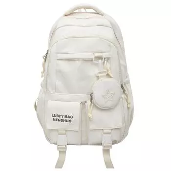 Рюкзак для старшеклассников, цветной блок, для девочек, большой вместимости, с кошельком для монет белый