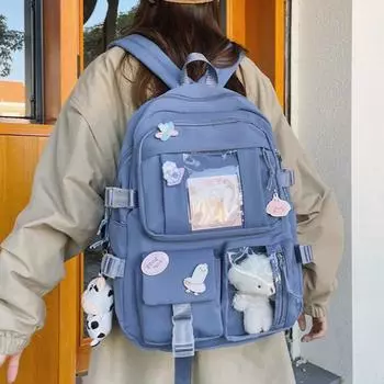 Рюкзак для старшеклассников с карманами для девочек, популярные розовые и фиолетовые сумки