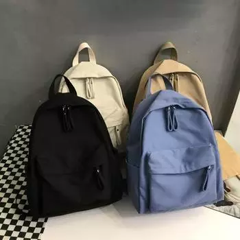 Рюкзак для студентов большой емкости, портативный однотонный повседневный школьный рюкзак для мужчин и женщин, школьные принадлежности чёрный