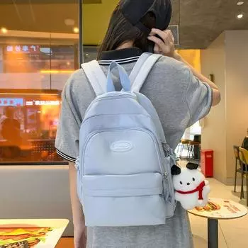 Рюкзак для учащихся средней школы, школьный рюкзак большой емкости, однотонный рюкзак чёрный