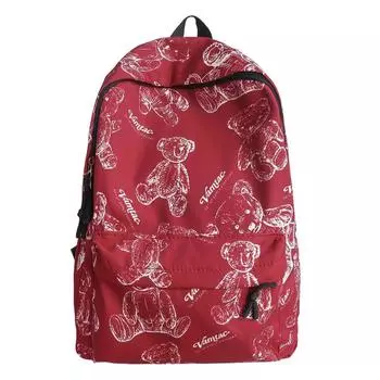 Рюкзак для ученика начальной школы, женский рюкзак большой вместимости, легкий рюкзак с мультяшным медведем красный