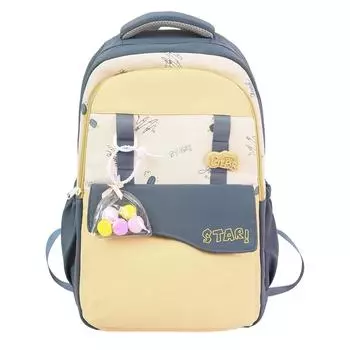 Рюкзак для ученика средней школы контрастного цвета, женский рюкзак в студенческом стиле серый/синий