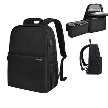 Рюкзак для зеркальной фотографии Двухслойный рюкзак для компьютера для отдыха и бизнеса Многофункциональная сумка для цифровой камеры USB CN L4 1.0 Small Black