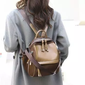 Рюкзак для женщин Кожаный женский рюкзак для отдыха на открытом воздухе чёрный