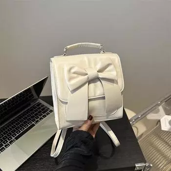 Рюкзак для женщин, новинка 2024 года, летний рюкзак в корейском стиле с бантом, легкий дорожный рюкзак чёрный