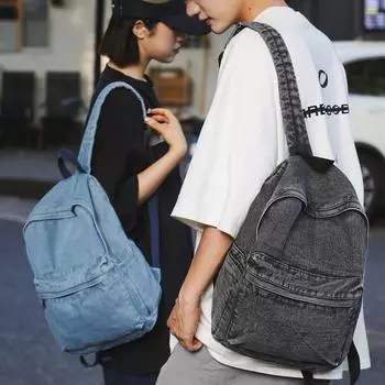 Рюкзак джинсовый большой емкости, женская школьная сумка, мужской рюкзак джинсовый синий