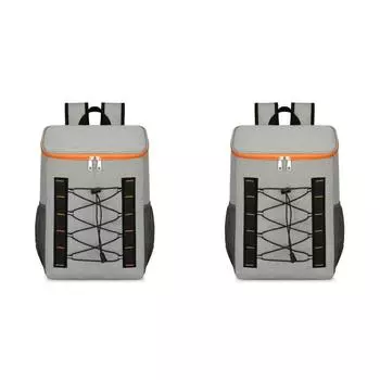 Рюкзак-холодильник большой емкости для пикников на открытом воздухе походов рыбалки (серый оранжевый)