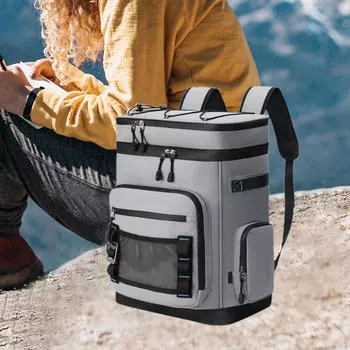 Рюкзак-холодильник, сумка-холодильник, аксессуары, термосумка для льда, термоконтейнер для обеда серый