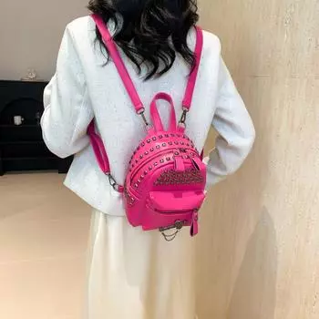 Рюкзак из цельного ПУ с заклепками для женщин, высокое качество, панк-характер, супер крутые сумки на плечо и через плечо