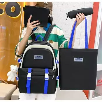 Рюкзак из четырех частей, женский рюкзак контрастного цвета, школьный рюкзак большой вместимости розовый