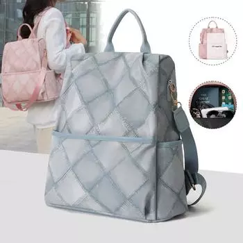 Рюкзак из денима, женская сумка с защитой от кражи, многофункциональная сумка через плечо большой емкости синий