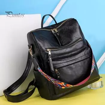 Рюкзак из искусственной кожи с ручным ремешком, водонепроницаемый, гладкая поверхность, винтажный, большой емкости, однотонный, регулируемые ремни, несколько карманов, для путешествий и работы коричневый