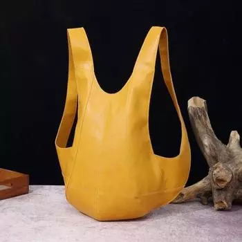 Рюкзак из искусственной кожи, водонепроницаемый, ретро, однотонный, широкие плечевые ремни, жилетная форма