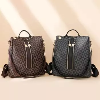 Рюкзак из искусственной кожи, женская сумка с принтом, рюкзак большой емкости, дорожная сумка чёрный