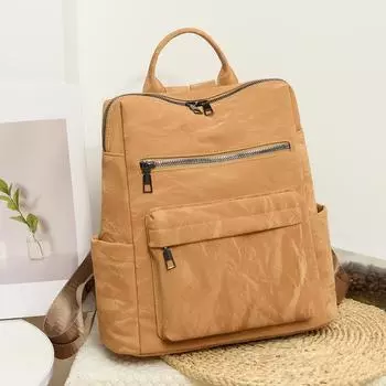 Рюкзак из искусственной кожи, женский школьный рюкзак большой емкости, легкий дорожный рюкзак чёрный