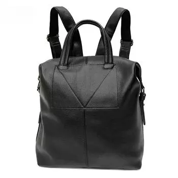 Рюкзак из коровьей кожи для мужчин и женщин, новая корейская версия рюкзака, минималистичная кожаная дорожная сумка чёрный