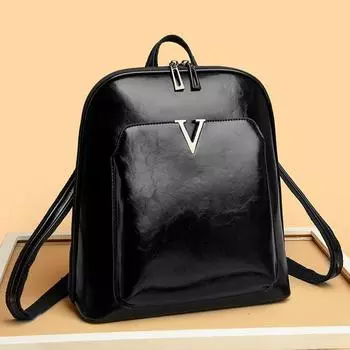 Рюкзак из масляно-восковой кожи, женская модная дорожная сумка, женский рюкзак для поездок на работу, ретро-сумка для книг single package чёрный