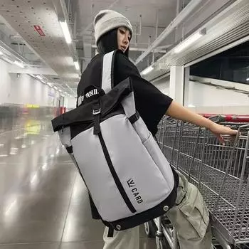 Рюкзак из мягкого нейлона с молнией, высокое качество, универсальная повседневная сумка с воздушной подушкой и поясом, школьная сумка в стиле колледжа чёрный