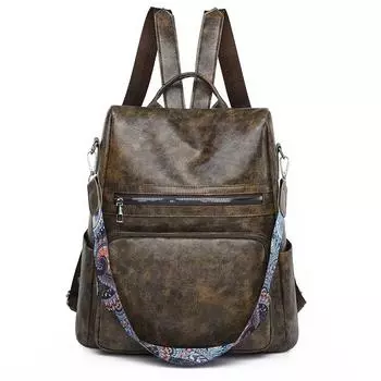 Рюкзак из мягкой искусственной кожи, женская сумка через плечо большой емкости, рюкзак для отдыха и путешествий чёрный