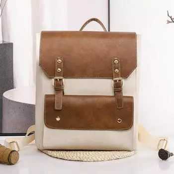 Рюкзак из мягкой кожи, женский повседневный женский рюкзак из искусственной кожи большой емкости контрастного цвета чёрный