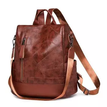 Рюкзак из мягкой кожи, женский школьный рюкзак большой вместимости в стиле ретро, легкая сумка через плечо, дорожная сумка на каждый день и сумка для покупок 33cm*15cm*34cm красный