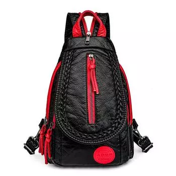 Рюкзак из мытой кожи, вышитый в китайском стиле, нагрудная сумка для шопинга и путешествий, мягкий кожаный рюкзак, женская сумка