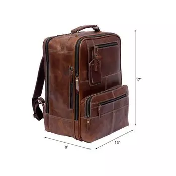 Рюкзак из натуральной кожи буйвола, многоцелевой дорожный школьный офисный рюкзак для колледжа, ноутбука, кожаный рюкзак, подарки для него 13 x 17 x 8 in коричневый