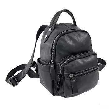 Рюкзак из натуральной кожи черного цвета, модный универсальный женский рюкзак из мягкой кожи, женская сумка чёрный