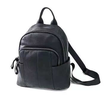 Рюкзак из натуральной кожи черного цвета, модный универсальный женский рюкзак из мягкой кожи, женская сумка чёрный