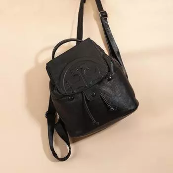 Рюкзак из натуральной кожи для мужчин и женщин, однотонный, большой емкости, студенческий рюкзак Advanced Sense Niche, дорожная сумка для отдыха на открытом воздухе чёрный