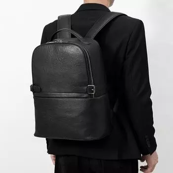 Рюкзак из натуральной кожи, мужская деловая сумка, модный рюкзак из коровьей кожи с верхним слоем, повседневный мужской компьютерный рюкзак чёрный