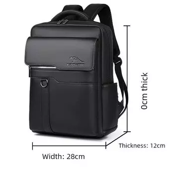Рюкзак из натуральной кожи Мужской рюкзак Для бизнеса Путешествий Большой вместимости Школьный рюкзак Воловья кожа Для отдыха на природе Модный Сумка для компьютера Black