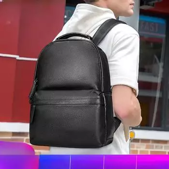 Рюкзак из натуральной кожи Рюкзак из натуральной кожи Повседневный мужской дорожный рюкзак Сумка One Size чёрный