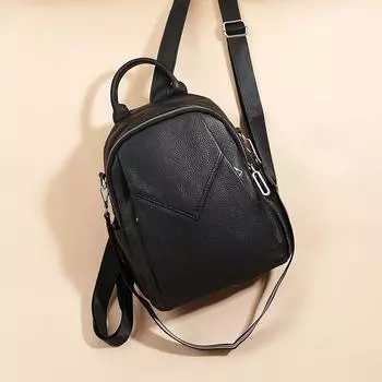 Рюкзак из натуральной кожи, школьная сумка для школьников, многофункциональная дорожная сумка большой вместимости чёрный