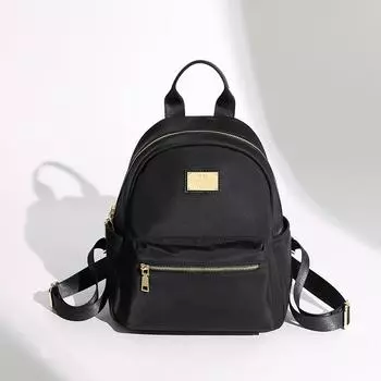 Рюкзак из ткани Оксфорд, корейская версия, небольшой рюкзак для женщин, легкий, для поездок на работу, осенний, нейлоновый, водонепроницаемый, мини, маленький чёрный