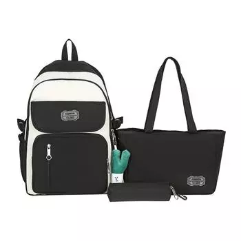 Рюкзак из трех предметов для девочек, школьная сумка большой вместимости контрастного цвета с сумкой для обеда для учащихся начальной школы хаки