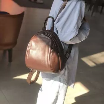 Рюкзак Johnature из натуральной кожи, простая женская сумка, корейские универсальные однотонные дорожные рюкзаки из натуральной мягкой яловой кожи чёрный
