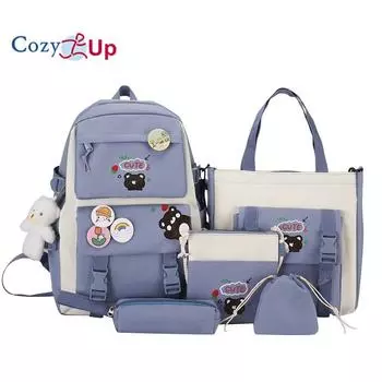 Рюкзак Кампус Студенческий школьный рюкзак одинакового цвета Простой рюкзак из 5 предметов 43x31x13cm розовый