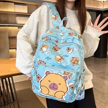 Рюкзак Kapibara для учеников 3-6 классов, вместительный легкий рюкзак для женщин, прочная и привлекательная школьная сумка для учеников младших классов розовый