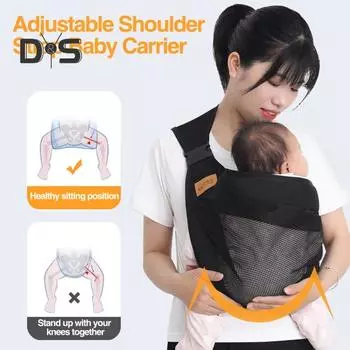 Рюкзак-кенгуру Регулируемый на одно плечо Дышащий Четыре сезона Эргономичный Экономия труда Легкий вес Для новорожденных и малышей Половинчатый слинг с набедренным держателем A серый