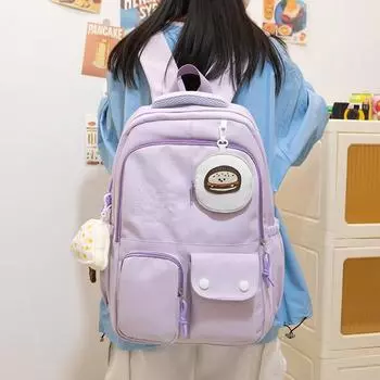 Рюкзак контрастного цвета большой емкости рюкзака школьной сумки женщин стиля колледжа чёрный