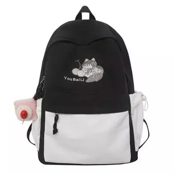 Рюкзак контрастного цвета, студенческий школьный рюкзак, детский мультяшный рюкзак чёрный