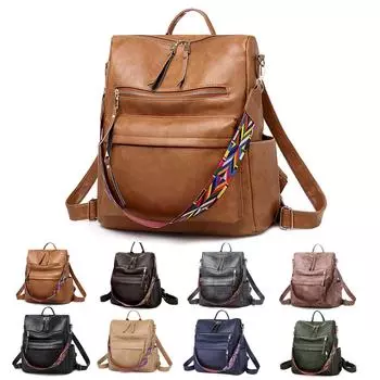 Рюкзак-кошелек для женщин, кожаные модные сумки для кражи и сумки через плечо, дорожные сумки One Size коричневый